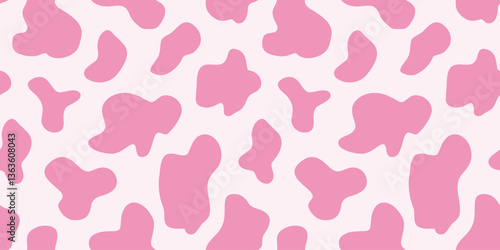 Cow print pink vector seamless cow pattern design. Abstract seamless cow animal skin for girls repeat background