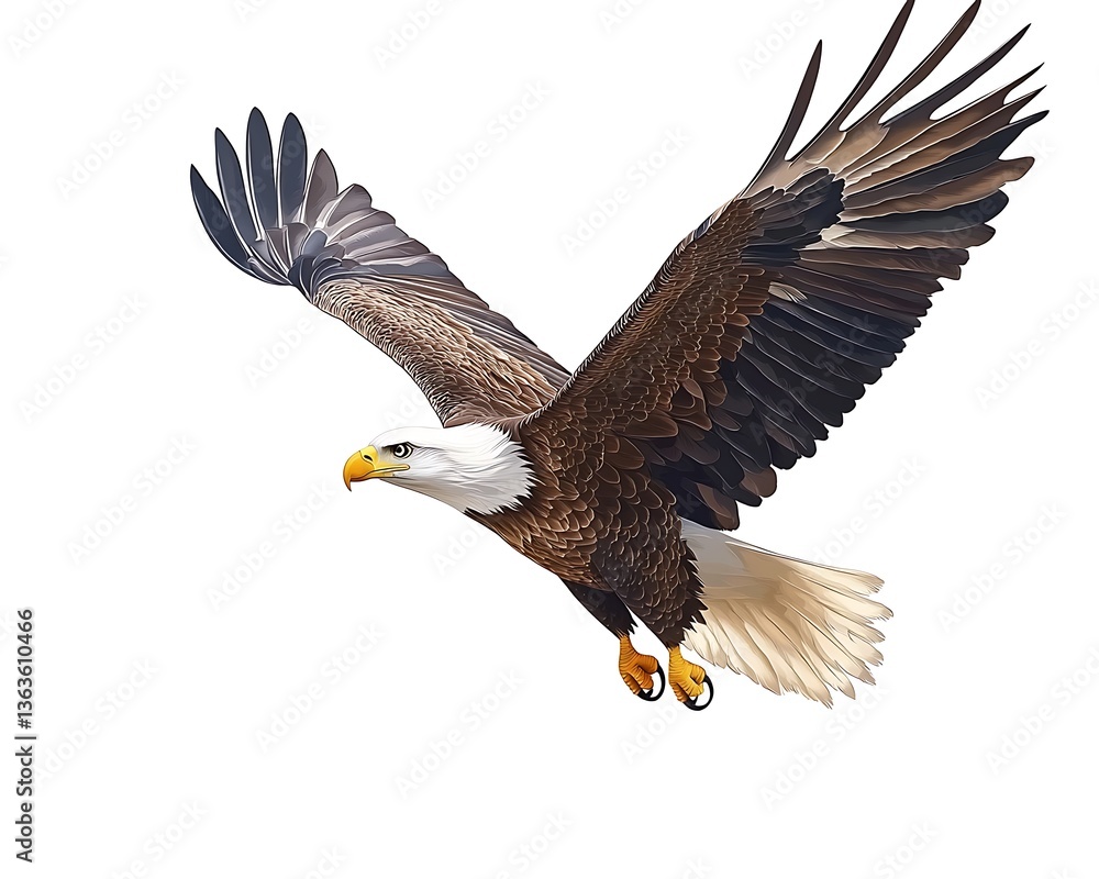 Fototapeta premium A majestic eagle soaring gracefully with widespread wings in flight
