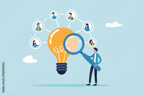 Capacity planning, resource management or efficiency analysis, demand provisioning, redundancy or utilization forecast, resource allocation concept, businessman magnify lightbulb capacity plan.