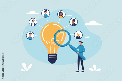 Capacity planning, resource management or efficiency analysis, demand provisioning, redundancy or utilization forecast, resource allocation concept, businessman magnify lightbulb capacity plan.