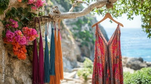 Wallpaper Mural Summer Dress & Colorful Tassels Torontodigital.ca