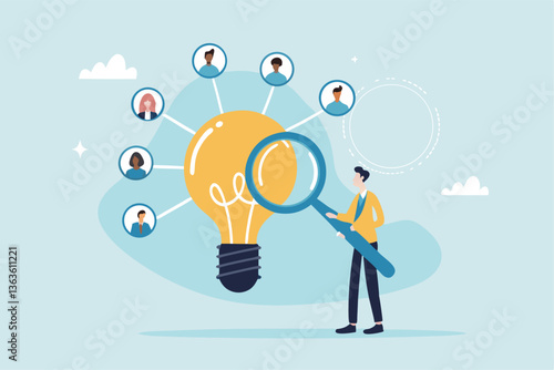 Capacity planning, resource management or efficiency analysis, demand provisioning, redundancy or utilization forecast, resource allocation concept, businessman magnify lightbulb capacity plan.