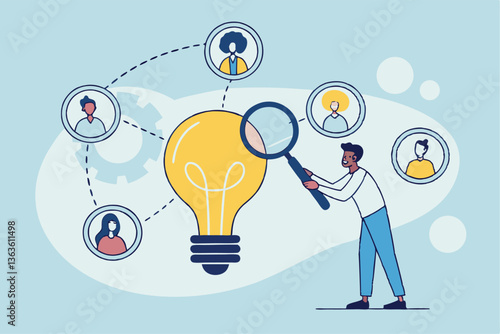 Capacity planning, resource management or efficiency analysis, demand provisioning, redundancy or utilization forecast, resource allocation concept, businessman magnify lightbulb capacity plan.