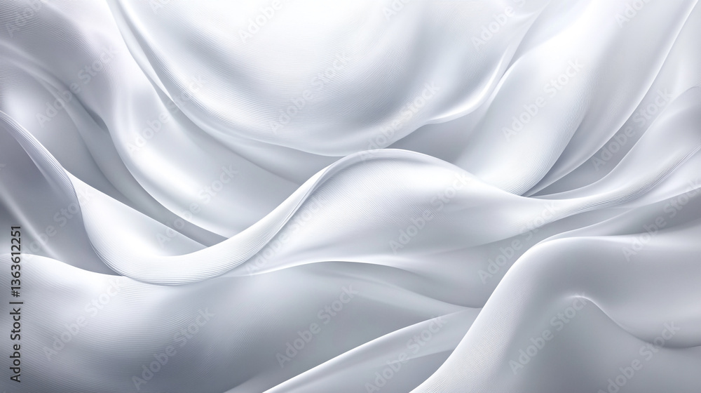 Abstract white silk fabric background with smooth elegant texture and soft flowing folds design Abstract white silk fabric background with smooth elegant texture and soft flowing folds design