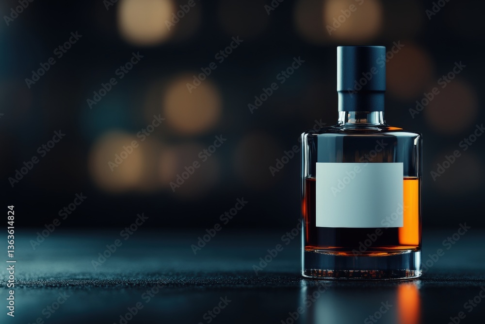 Elegant cognac bottle resting on mahogany table with soft reflections in warm ambient light Generative AI Elegant cognac bottle resting on mahogany table with soft reflections in warm ambient light Generative AI
