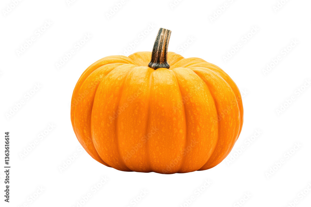 Obraz premium Bright orange pumpkin on black background with detailed texture, cut out