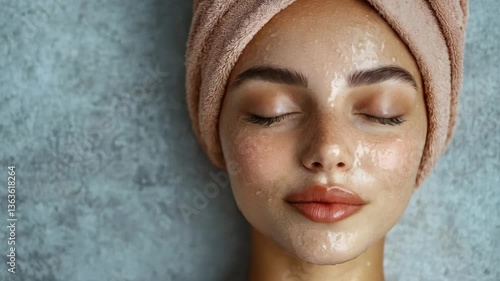 Peaceful Spa Moment: Woman with Towel Wrapped Hair