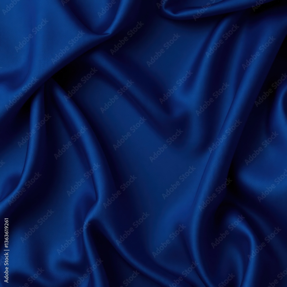 Fototapeta premium Navy blue elegant abstract background. Silk satin fabric with nice folds. Beautiful dark blue background with wavy lines. Copy space.