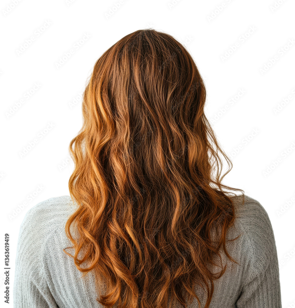 Fototapeta premium Wavy hair styling techniques tutorial beauty isolated on transparent background