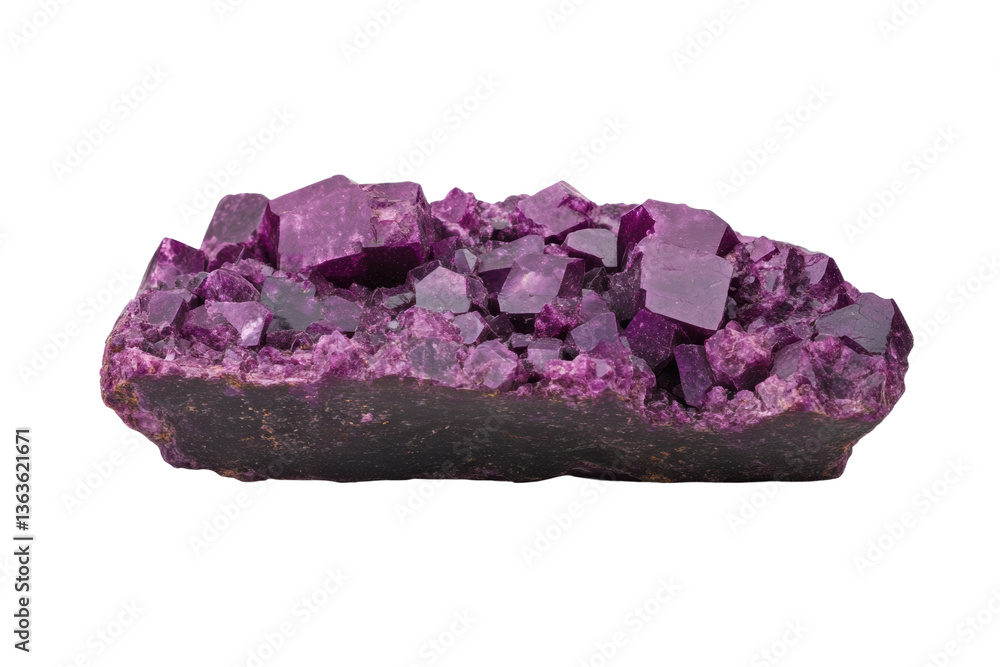 Vibrant purple amethyst crystal cluster on black background, cut out Vibrant purple amethyst crystal cluster on black background, cut out