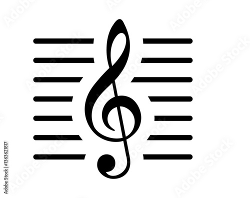 treble clef on sheet icon 