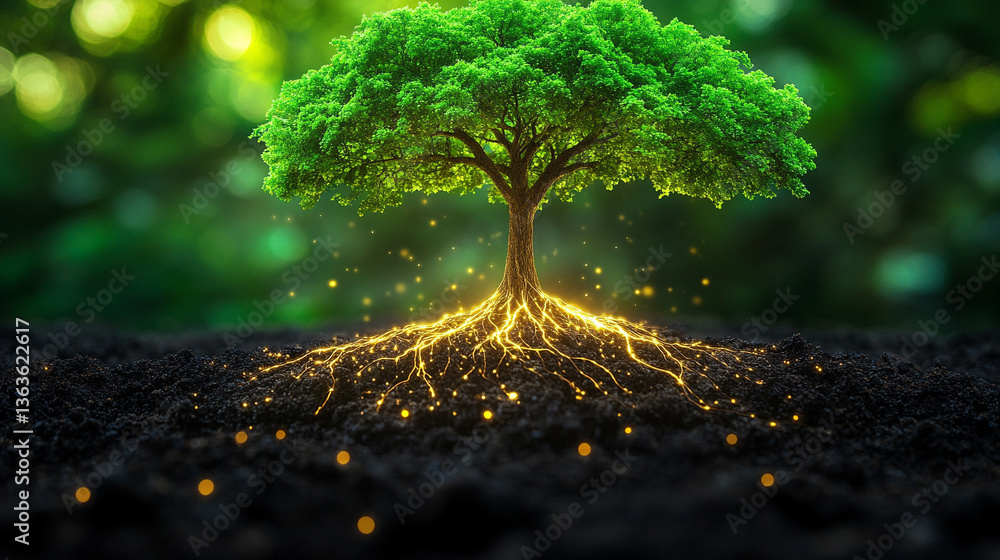 A modern representation of an entangled root system symbolizing deep analysis, interconnected causes, and the complexity of uncovering the root cause in problem-solving processes.