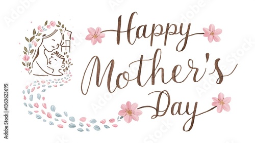  Illustration of an abstract floral background Happy mother's day with floral elements