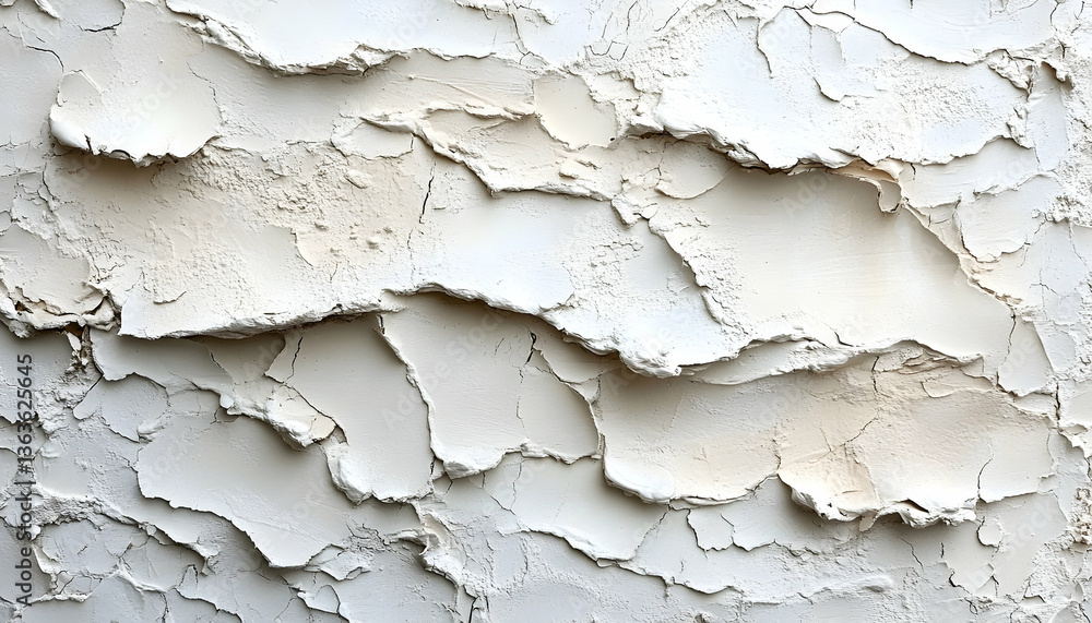 Textured, layered white wall with rough edges and shadows, creating a dimensional effect Textured, layered white wall with rough edges and shadows, creating a dimensional effect