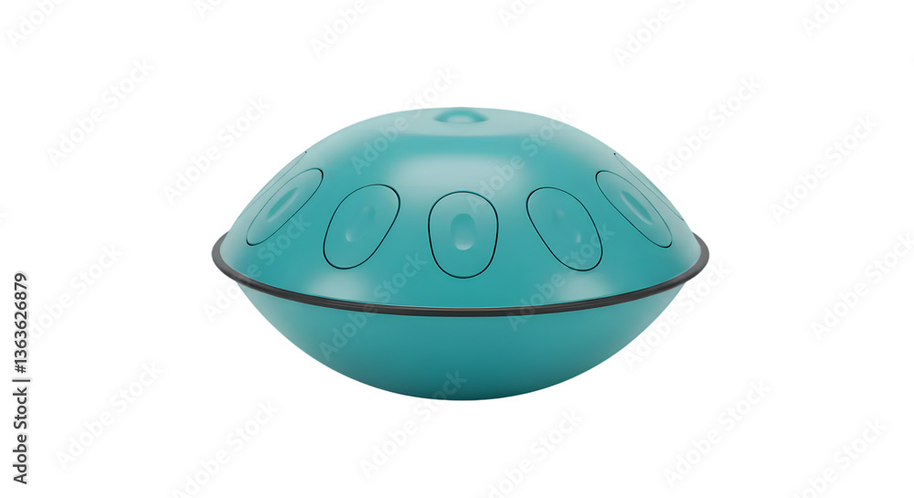 Modern Handpan Instrument in Turquoise Color with Unique Sound Holes, Perfect for Music Therapy, Meditation, and Relaxation Events Modern Handpan Instrument in Turquoise Color with Unique Sound Holes, Perfect for Music Therapy, Meditation, and Relaxation Events