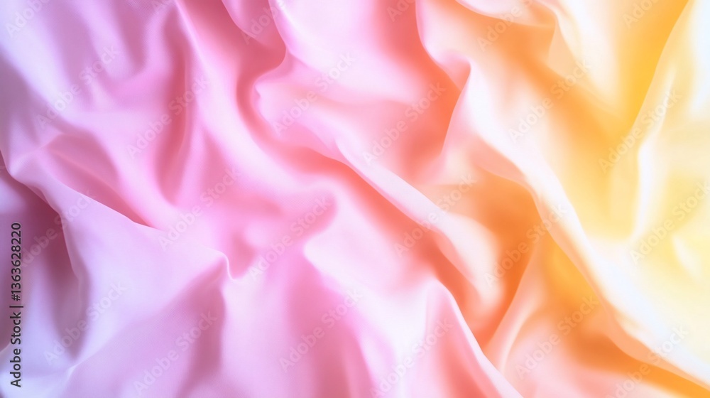 Fabric folds in pink, coral, orange hues, creating soft dreamy texture Fabric folds in pink, coral, orange hues, creating soft dreamy texture
