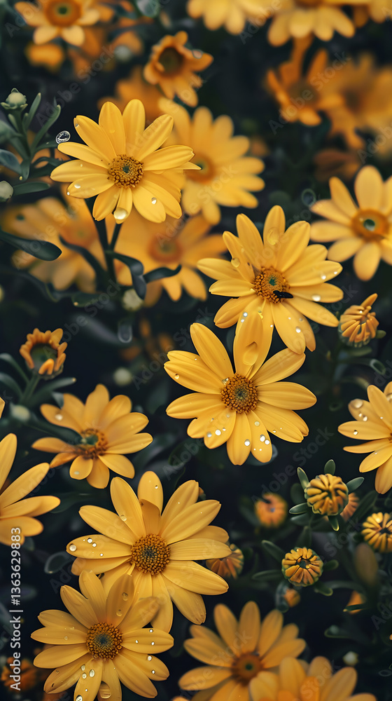 Intricacies of yellow daisy care captured in an outdoor garden setting under pleasant sunlight Intricacies of yellow daisy care captured in an outdoor garden setting under pleasant sunlight