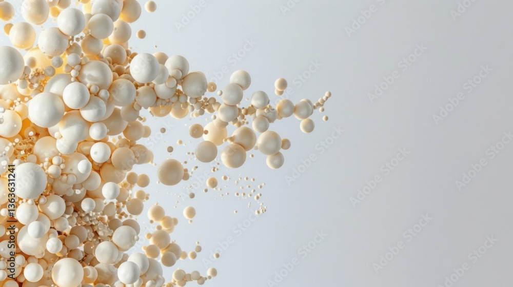 An array of spheres floating in a light colored space An array of spheres floating in a light colored space