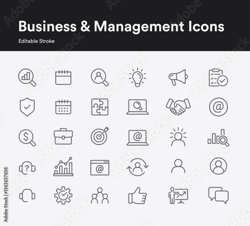 Business and management editable line icons collection. Simple Minimal clean icon collection. 