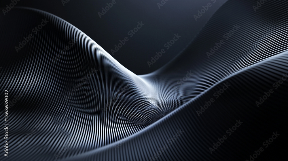 Abstract dark wave pattern with fine lines creating a smooth undulating surface texture design Abstract dark wave pattern with fine lines creating a smooth undulating surface texture design
