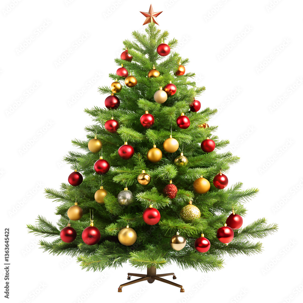 decorated christmas tree isolated on transparent background decorated christmas tree isolated on transparent background