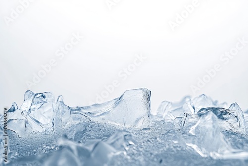 Crushed Ice Close-up with Sharp Edges and Cool Blue Tones