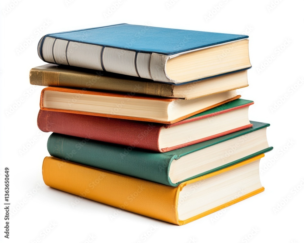 Stack of Colorful Old Books on White Background for Education Use Stack of Colorful Old Books on White Background for Education Use