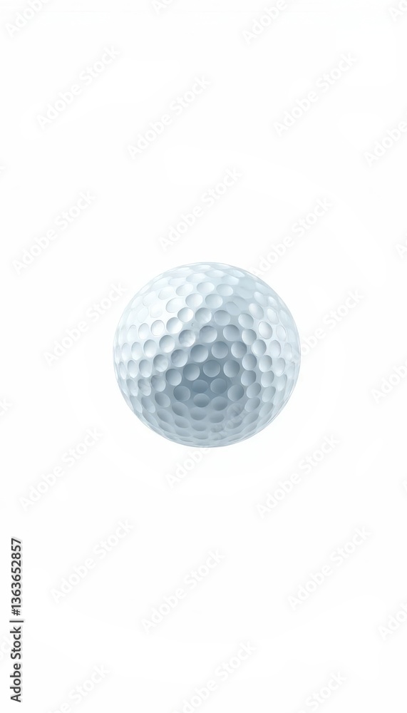 Fototapeta premium A single dimpled golf ball against a pure white backdrop, white background, close up
