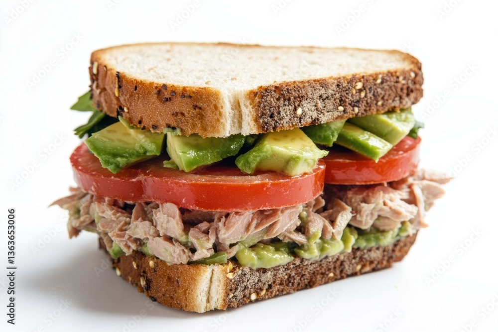 Delicious sandwich with fresh ingredients on whole grain bread Delicious sandwich with fresh ingredients on whole grain bread
