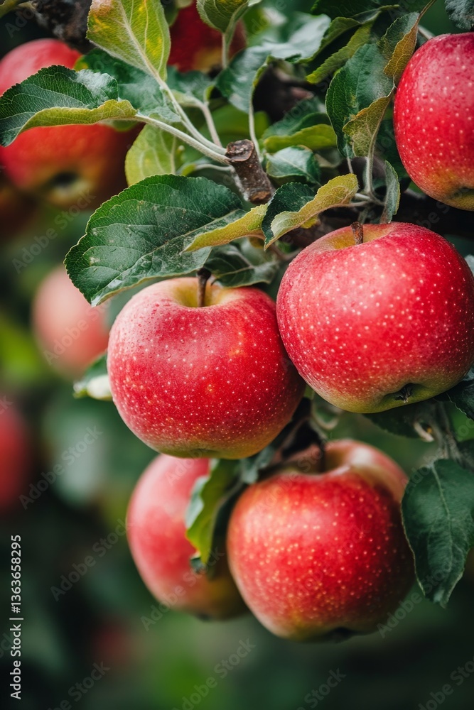 Red Apples on Tree Branch Red Apples on Tree Branch