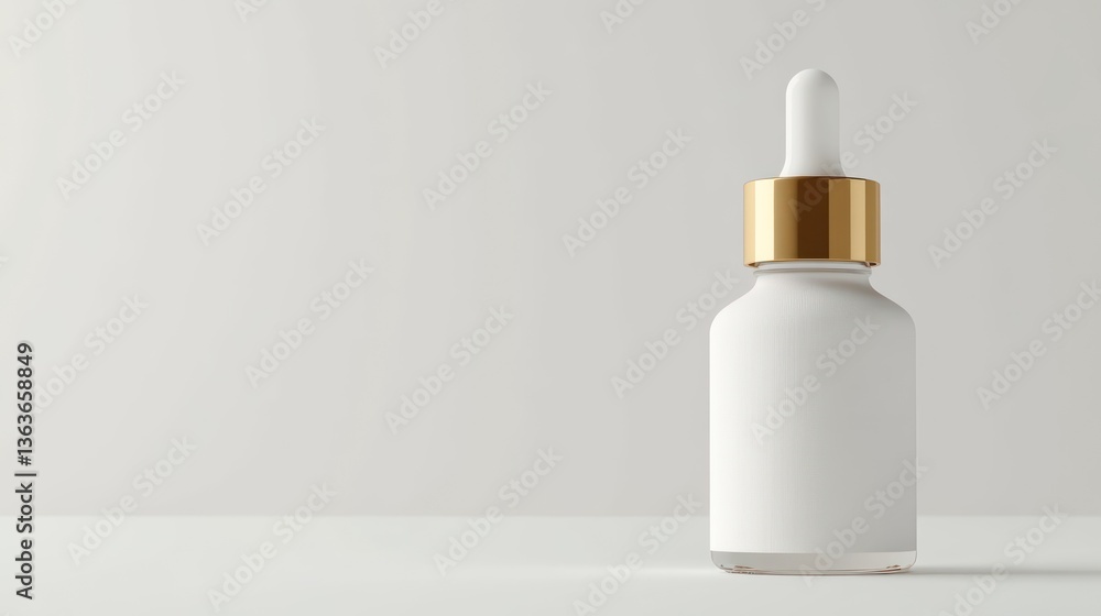 Blank White Dropper Bottle on White Surface Blank White Dropper Bottle on White Surface