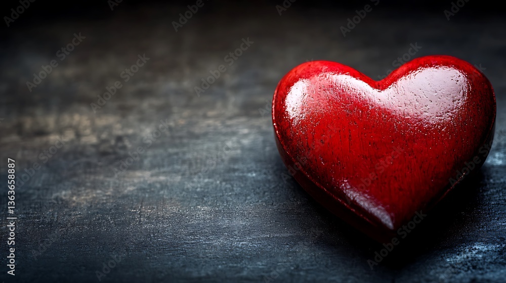 Red heart on dark background. Red heart on dark background.