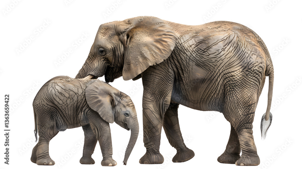 Obraz premium African Elephant Mother and Calf Wildlife Photography Closeup