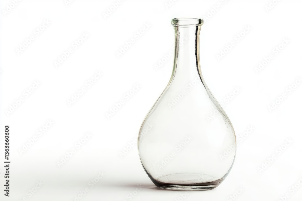 Glass Bottle Still Life Simple Clear Empty on White Background Glass Bottle Still Life Simple Clear Empty on White Background