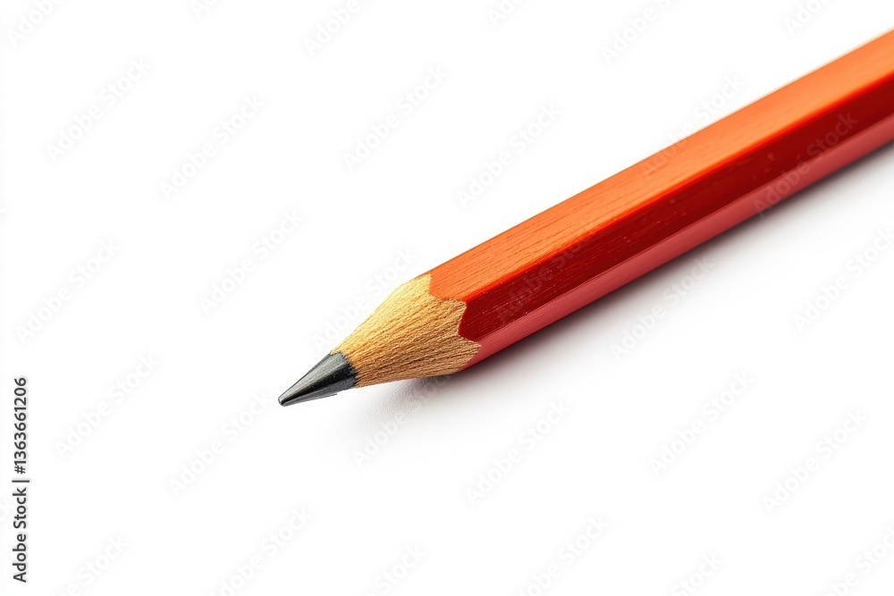 Close-up of a Sharp Red Pencil on a White Background Close-up of a Sharp Red Pencil on a White Background