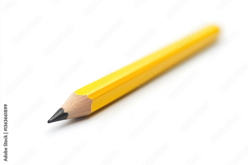 Yellow Pencil Lying on White Background Close-up Shot for Education Concepts Yellow Pencil Lying on White Background Close-up Shot for Education Concepts