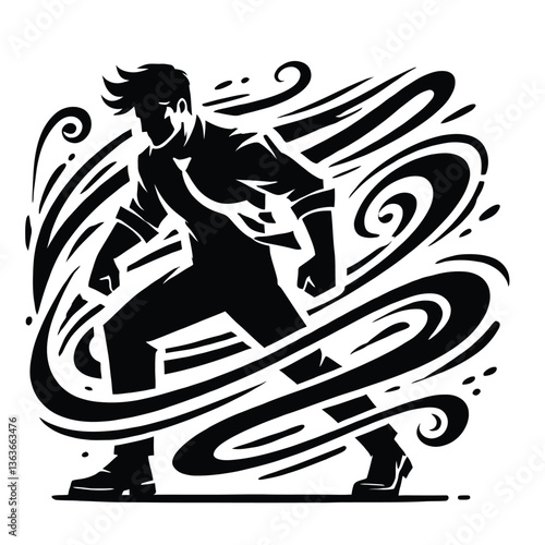 Focused Silhouette in Wind Effects
