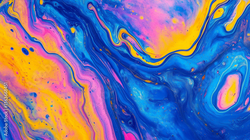Acrylic paint texture swirling and mixing in a marble pattern