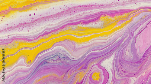 Acrylic paint texture swirling and mixing in a marble pattern