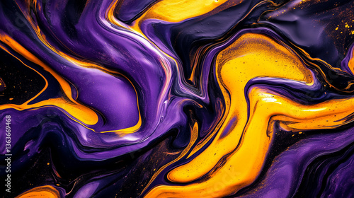 Acrylic paint texture swirling and mixing in a marble pattern