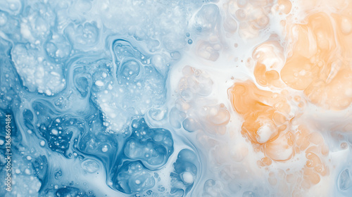 Acrylic paint texture swirling and mixing in a marble pattern