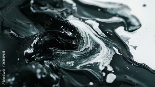 Acrylic paint texture swirling and mixing in a marble pattern