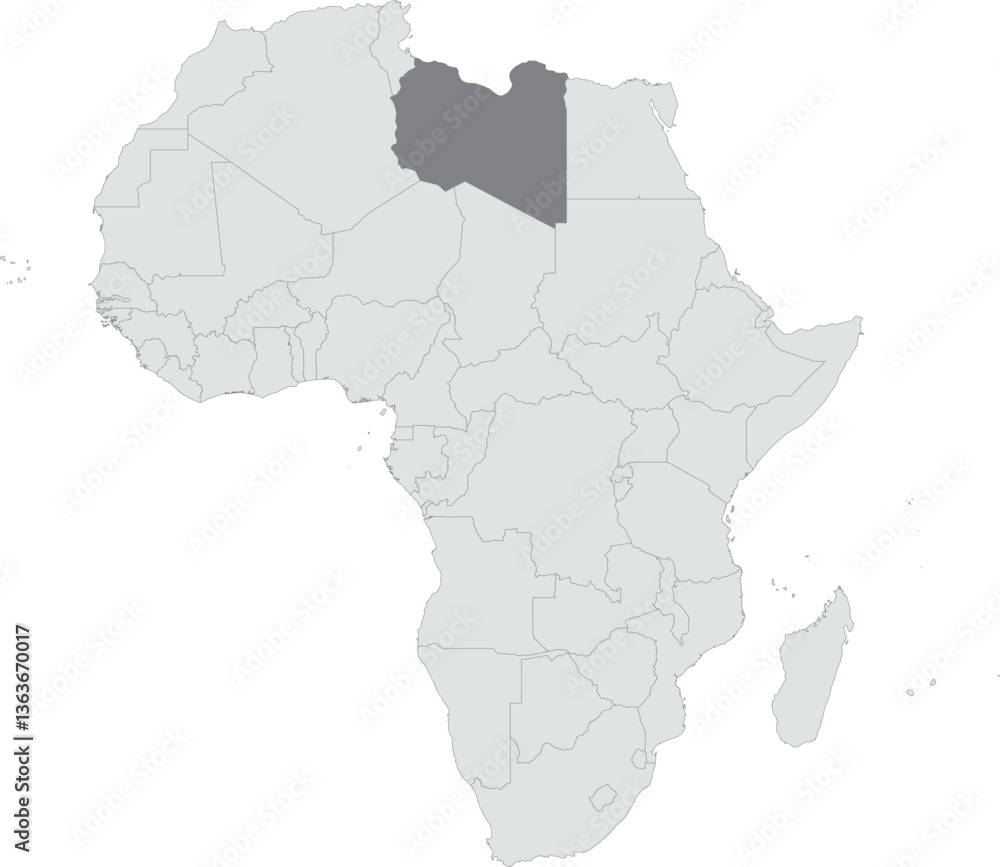 Obraz premium Detailed national location map of LIBYA within the great continent of Africa