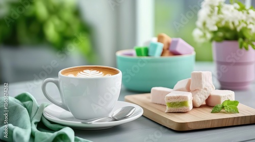 Wallpaper Mural Bright and inviting Turkish coffee served with delightful sweets in a cozy cafe setting during the afternoon Torontodigital.ca