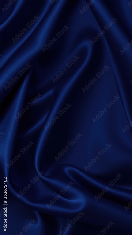 Fototapeta premium Abstract blue black background. Navy blue silk satin texture background. Beautiful soft wavy folds on shiny fabric. Dark elegant background for your design.