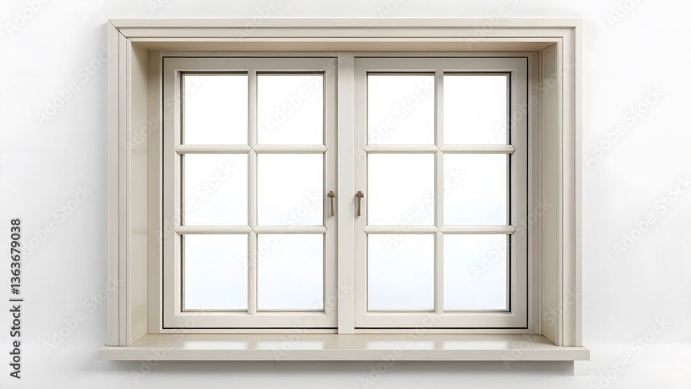 White Double-Hung Window with Gridded Panes White Double-Hung Window with Gridded Panes