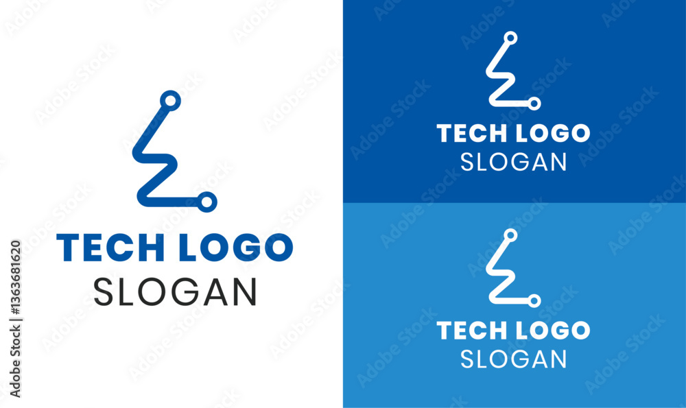 Fototapeta premium Modern and minimalist Tech logo design for business, Tech logo design, Letters tech logo , Technology logo