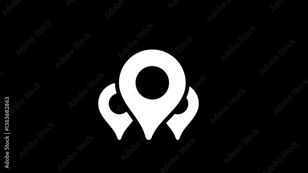 Location pin, map place marker graphic animation. Alpha channel. Transparent background motion design. 4K resolution Location pin, map place marker graphic animation. Alpha channel. Transparent background motion design. 4K resolution