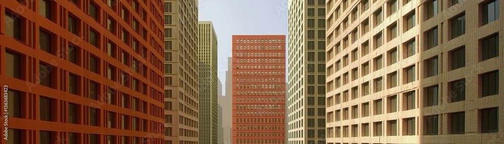 Cityscape Orange & Beige Buildings Cityscape Orange & Beige Buildings