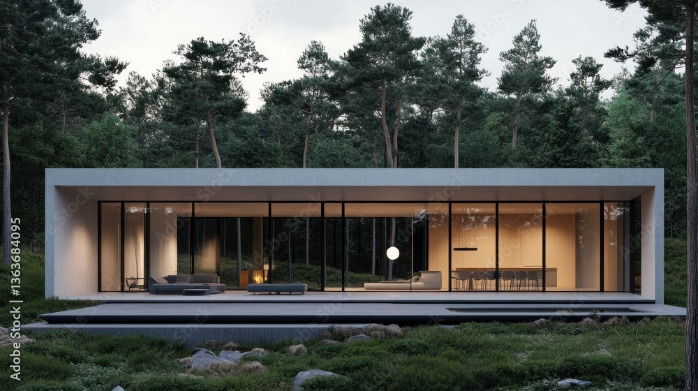 Contemporary residence: Minimalist home with forest backdrop and expansive glass walls Contemporary residence: Minimalist home with forest backdrop and expansive glass walls